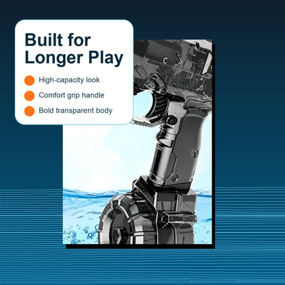 High-capacity water blaster detail and grip feature image