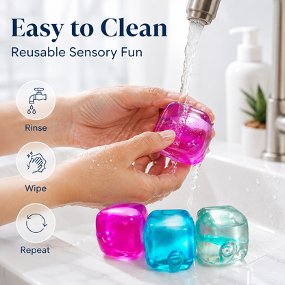 4-Piece Desk Squishy Stress Relief Toy Set - Pink, Purple, Blue & Green