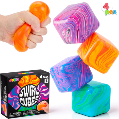 4-Piece Desk Squishy Stress Relief Toy Set - Pink, Purple, Blue & Green